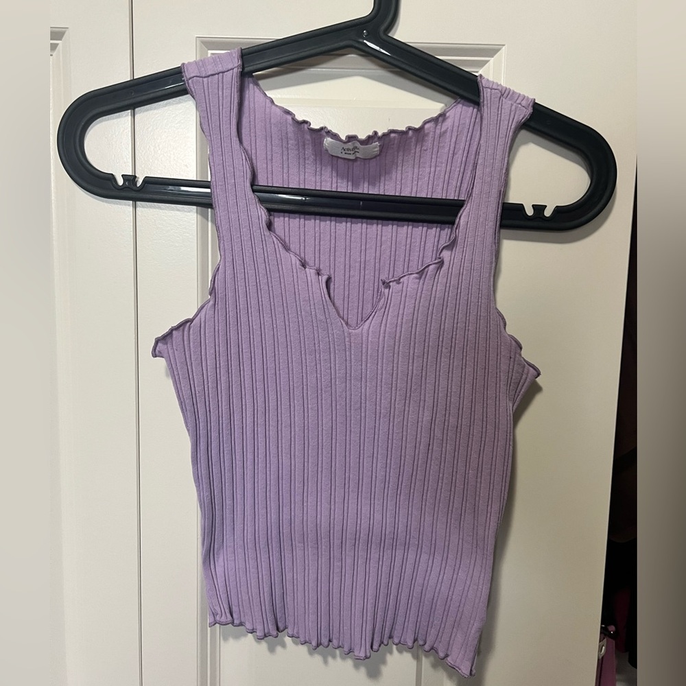 Active USA Purple Ribbed Sleeveless Tank Top - Picture 1 of 3